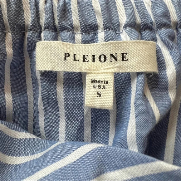 Pleione Off Shoulder Bow Top In Blue White Stripe Size S 14485 - Picture 10 of 11